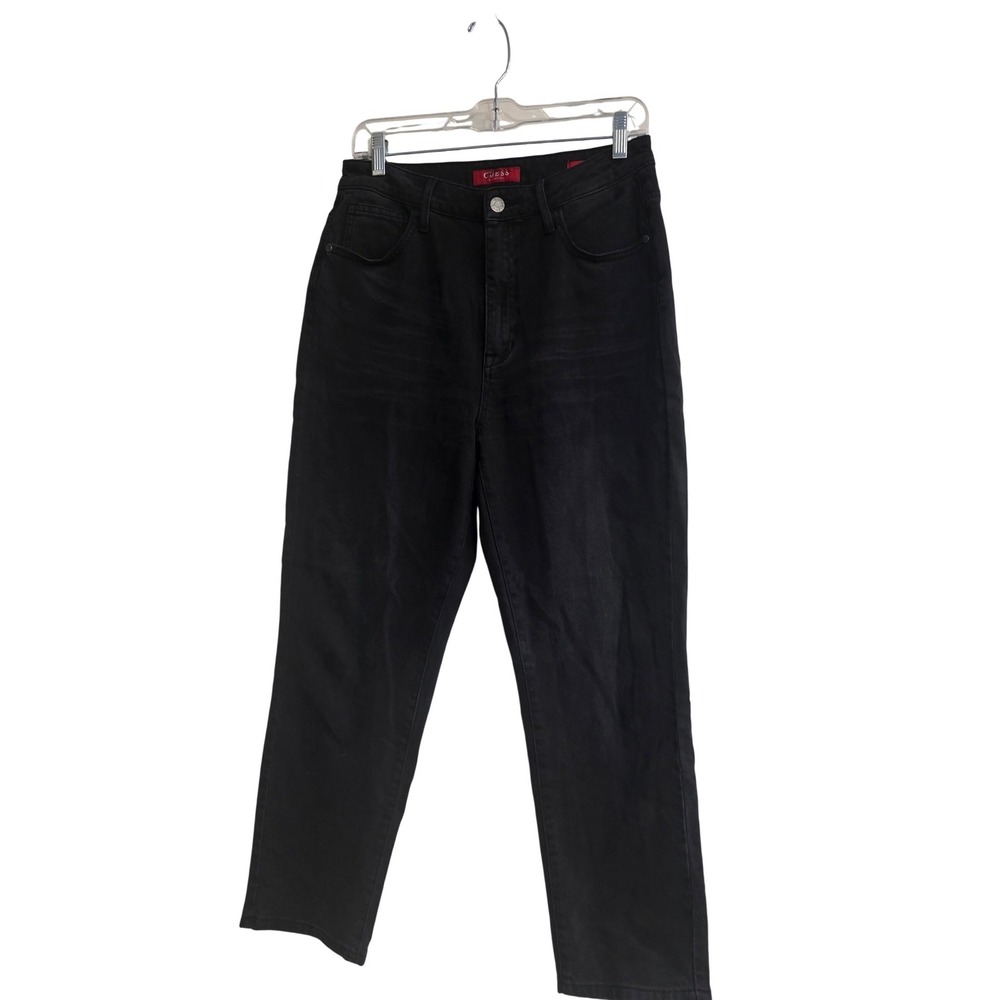 Guess Los Angeles Classic Mom Jeans High Rise Faded Black Straight Leg Sz 30 A2